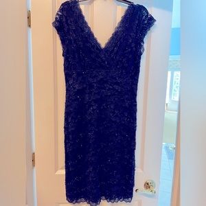 Marina brand Navy blue lace/ beaded cocktail dress Size 12